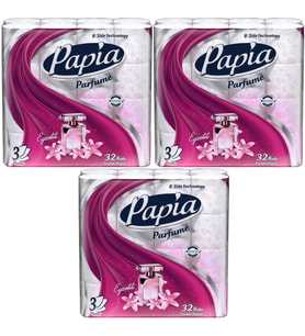 Papia Tuvalet Kağıdı (3 Katlı) 96 Lı Pk (3PK*32) Egzotik Parfümlü