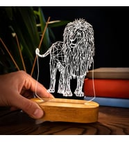 Geometrik Aslan Tasarımlı 3d Led Gece Lambası