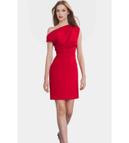 Asimetrik Yaka Mini Bodycon Dokuma Elbise Yazlık Şık Özenle Seçilmiş Dayanıklı Malzeme (Kırmızı)