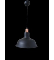 Retro Metal Siyah Dekoratif Bakır Duylu Siyah İçi Siyah Kafe Mutfak Avize Çap:30 cm