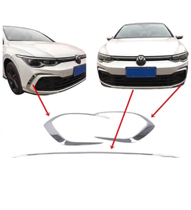 Volkswagen Golf 8 Ön Tampon Sis Farı Çerçevesi ve Alt Izgara Çıtası Krom 3 Parça