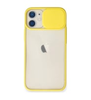 Apple İphone 11 Kılıf Palm Buzlu Kamera Sürgülü Silikon - Sarı