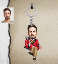 Kişiye Özel İş Adamı Karikatürlü  Ahşap Anahtarlık Bay-5-Eco