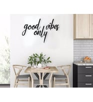BK Home Good Vibes Only Ahşap Duvar Yazısı (Siyah)