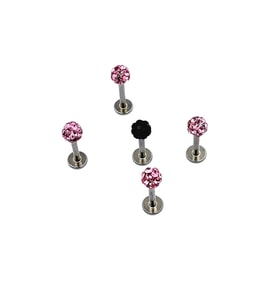 Renkli Taşlı Çelik 5 Adet Kaş Tragus Piercing