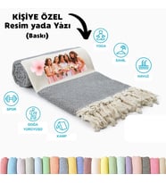 Kişiye Özel Elmas Desenli Baskılı Peştemal – İsim Yazılı Oversize Türk Plaj Havlusu – Banyo Havlusu (Gri)