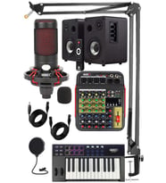 Midex CXN-30 Paket-7 Midi Klavye 5 Kanal Stüdyo Kayıt Mikserli Referans Monitörlü Condenser Mikrofon Seti