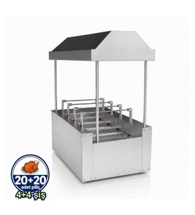 Pimak Kömürlü Yatay Tip Piliç Makinesi 4 + 4 şiş 20 + 20 Piliç