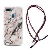 Oppo A5S A15 A16 A54 A55 A73 A74 Kılıf Boyun Asklı Rasta Silikon Colorfull Marble 2 1389