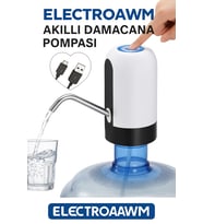 Şarjlı Damacana Pompası – USB Şarjlı, Otomatik Su Pompası (Pamuk Beyaz)