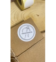 Handmade Yuvarlak Yapışkanlı Etiket 5x5cm 100 Adet