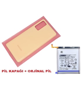 Tkgz Samsung Galaxy S20 FE Arka Pil Batarya Kapağı + PİL (CAM) TURUNCU