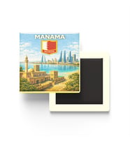Retro Bahreyn Manama Şehri Temalı Vintage Buzdolap Magneti – 9x9 cm