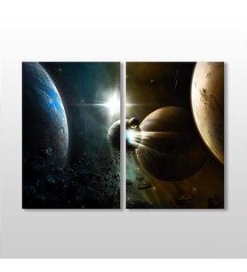 Dünya Ve Gezegenler  Kanvas Tablo 70x60cm (Karışık)