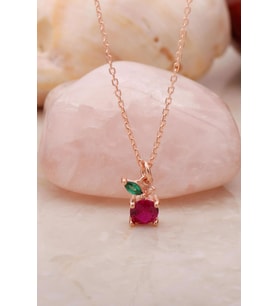 Elma Rose Mini Gümüş Kolye 7214