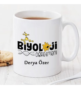 Biyoloji Öğretmeni Kişiye Özel Kupa HB491A (Beyaz - Beyaz)