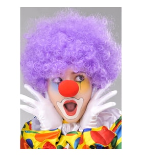 Mey İthalat® Mor Renk Kıvırcık Afro Bonus Peruk Takma Saç ve Kırmızı Burun Seti