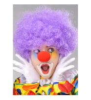 Mey İthalat® Mor Renk Kıvırcık Afro Bonus Peruk Takma Saç ve Kırmızı Burun Seti