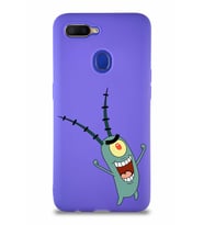 Oppo A5S Soft Premier Kapak Plankton Tasarımlı Silikon Kılıf - Mor (Şeffaf)