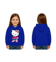 Unisex hello kity  Baskılı Çocuk Swaetshirt  Baskılı Kapüşonlu 3 İplik Şardonlu (SAKS MAVI)
