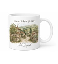 Köy Yaşamı Çizimli Kupa Bardak Nostaljik Hediye Porselen Mug