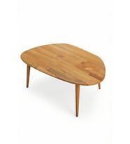 Masif Doğal Ahşap Oval Orta Sehpa Asimetrik Modern İskandinav Tasarım