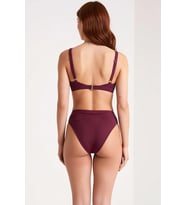 Kadın Bikini Takımı Üçgen Kap Balensiz Yüksek Bel Slip Düz Desen Dokulu Örme Kumaş Regular Kesim