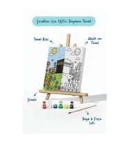 Çiçek Bahçesinde Kâbe Şövaleli Boya Seti 20x20