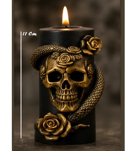 Kuru Kafa Gothic Hallowen Temalı Doğal Soya Silindir Mum (Açık Kahve-Ekru)