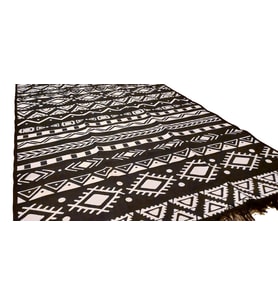 Algelsineve Voven Makine Dokuması Antik Kilim (Siyah - Beyaz)