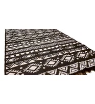 Algelsineve Voven Makine Dokuması Antik Kilim (Siyah - Beyaz)