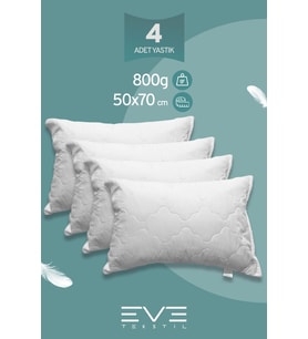 4 Adet Diamant Plus Kılıflı Fermuarlı Yıkanabilir Antialerjik Silikon Elyaf Yastık 50x70cm 800 gr