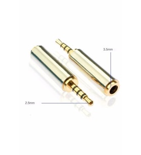2.5mm Erkek 3.5mm Dişi 4 boğum 3 çizgi kulaklıklı mikrofon çevici (Siyah)