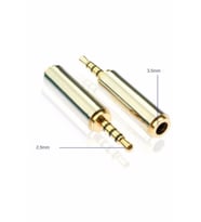 2.5mm Erkek 3.5mm Dişi 4 boğum 3 çizgi kulaklıklı mikrofon çevici (Siyah)