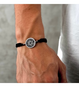 Gümüş Mührü Süleyman Bileklik 925 Ayar Gümüş Süleyman Peygamber Mühürlü İp Örgü Unisex Bileklik