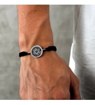 Gümüş Mührü Süleyman Bileklik 925 Ayar Gümüş Süleyman Peygamber Mühürlü İp Örgü Unisex Bileklik