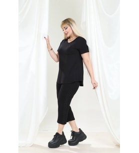 Kadın Kapri Tshirt Taş Detaylı Şık Viskon Penye Takım