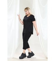 Kadın Kapri Tshirt Taş Detaylı Şık Viskon Penye Takım