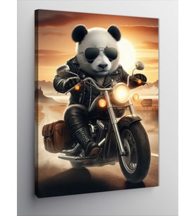 Kanvas Tablo Motorcu Panda Yollarda