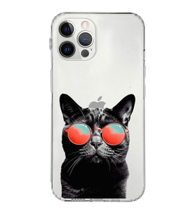 PrintiFy iPhone 12 Pro Max ile Uyumlu Kedi 3 Kamera Korumalı Şeffaf Kılıf