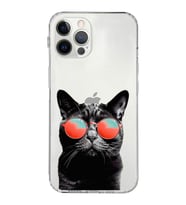 PrintiFy iPhone 12 Pro Max ile Uyumlu Kedi 3 Kamera Korumalı Şeffaf Kılıf