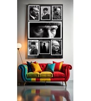 ATATÜRK PORTRE VII Ev Duvar Salon Güzellik Salonu Ofis Dükkan Dekarasyon Kanvas Tablo (Akçaağaç)