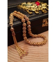 Erkek Özel Tasarım 45 Gr Altın Kaplama 925 Ayar Gümüş Tesbih (A.ALTIN)