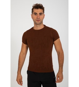 Maraton SlimFit Erkek Bisiklet Yaka Sepya T-shirt