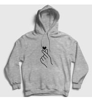 Presmono Unisex Gri Finger Heart Bts Kapüşonlu Sweatshirt 266527tt (Gri)