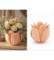 3D Baskı Lotus Yapraklı Vazo - Dekoratif Çiçeklik-Turuncu