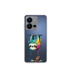 Vivo Y22s ile Uyumlu Splash Tembel Hayvan Tasarımlı Şeffaf Silikon Kılıf