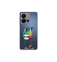 Vivo Y22s ile Uyumlu Splash Tembel Hayvan Tasarımlı Şeffaf Silikon Kılıf