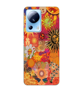 Xiaomi Mi 13 Lite Uyumlu Vintage Kolaj Desenli Şeffaf Telefon Kılıfı