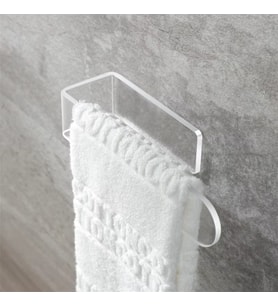 Akrilik 8mm Şeffaf Pleksiglas Havlu Kağıt Rulo Havluluk Peçetelik Yapışkanlı Tasarım Banyo Askısı (Beyaz)